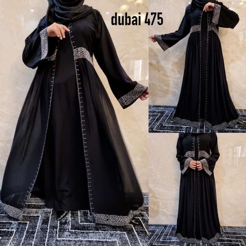 ABAYA GAMIS HITAM JETBLACK DUBAI DIAMOND 475 NO BELT