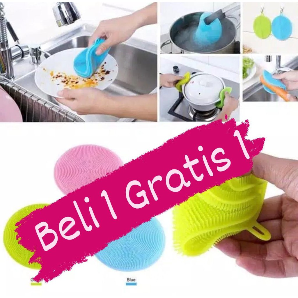 Beli 1 Gratis 1 Spon cuci piring spons silikon anti kuman spons silicone Spons cuci piring jarit Spons Cuci Piring Silikon Serbaguna Spon Sponge Silicone Busa Alat Dishwashing Sikat Bulat Warna Spon SILIKON Cuci Piring Anti Kuman Bakteri Pencuci Piring Pa