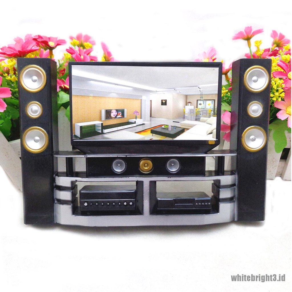 (white3) 1pc Mainan Miniatur Lemari TV Hi-Fi Skala 1: 6 Untuk Aksesoris Rumah Boneka Barbie