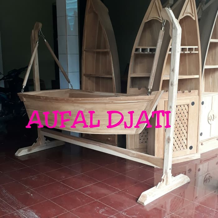 Ayunan anak tempat tidur bayi box baby bandulan perahu kayu jati