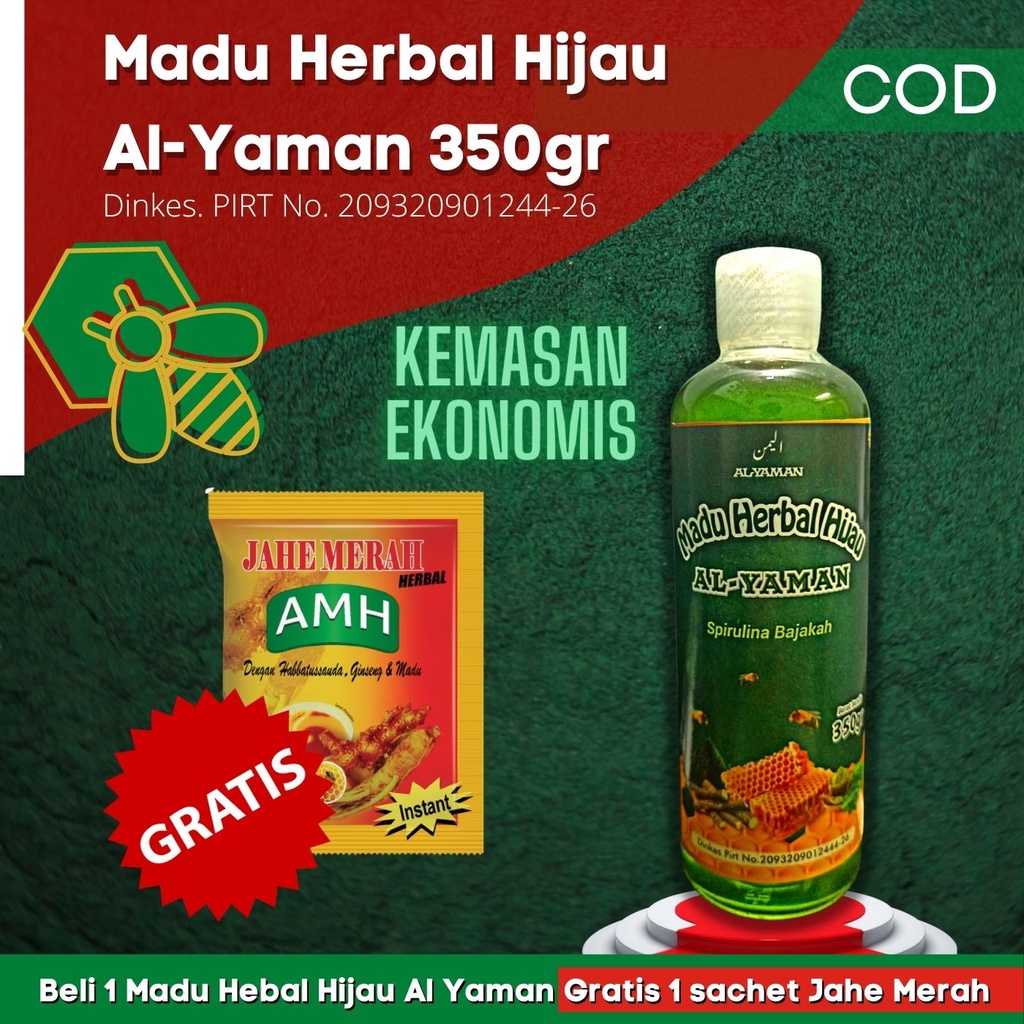 Al Yaman - Madu Herbal Hijau Spirulina Bajakah Untuk Penyakit Maag asam lambung dan gred madu herbal hijau untuk masalah di lambung