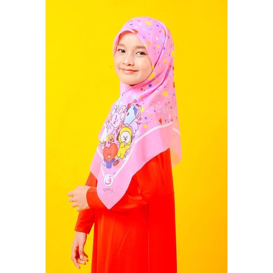 VOAL SEGIEMPAT PRINTING ANAK BT21 FULL COLOUR / HIJAB ANAK KARAKTER / VOAL ANAK / JILBAB ANAK