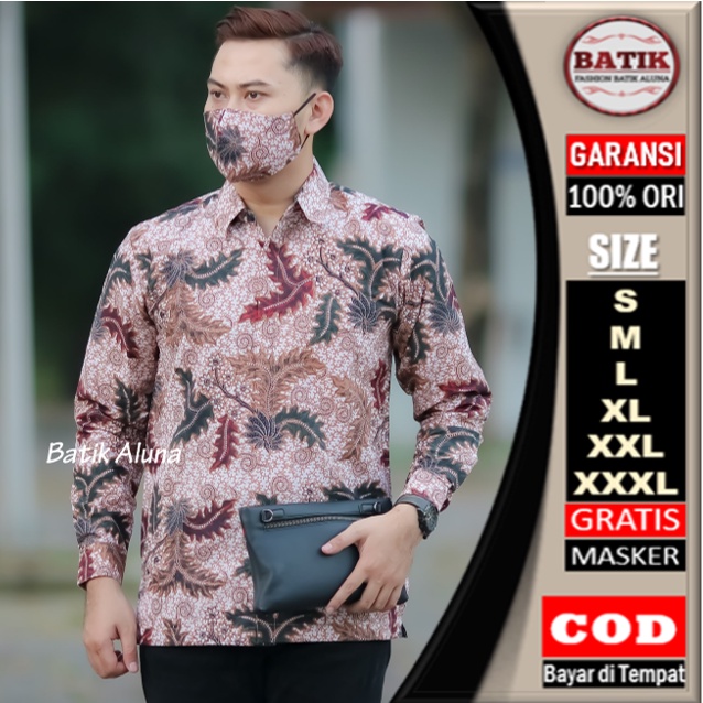 Kemeja Baju Batik Pria Lengan Panjang Baju Atasan Kemeja Batik Pria Lengan Panjang Premium Jumbo Batik Cowok Cowo modern slimfit Slim fit Mega Mendung Priamega Mendung Pria Seno Joyo Tuban Pekalongan Lamongan Palembang Berkualitas Dewananda BATIK ALUNA