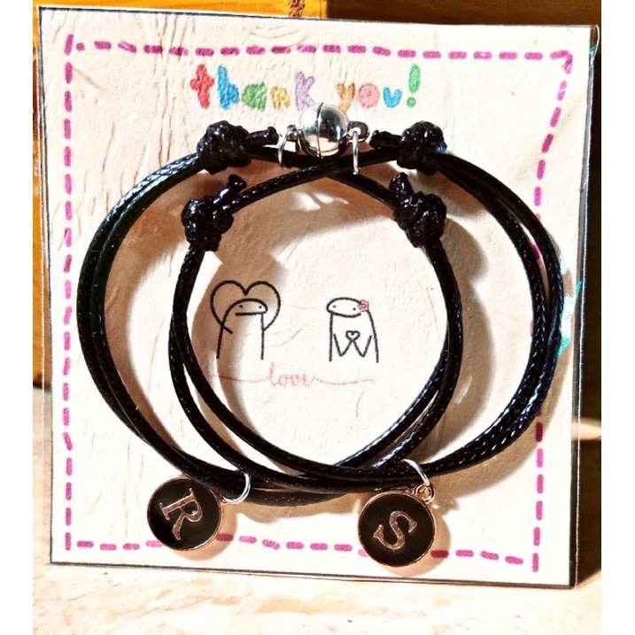 GELANG COUPLE EPOXY HITAM / GELANG HITAM PASANGAN / GELANG INISIAL