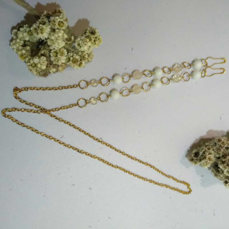 Strap Mask / Tali Masker Korea Gold White , Handmade