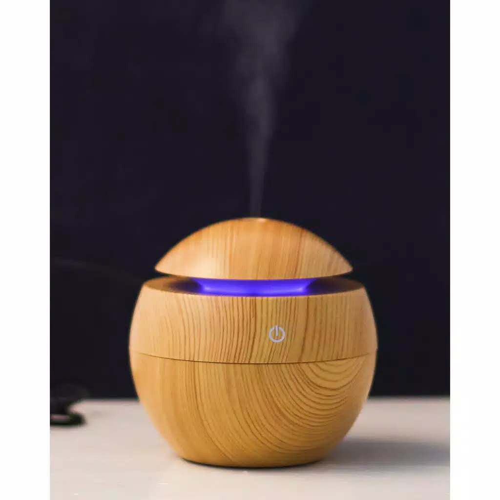 (MAKASSAR) Humidifier Air 130ML Aromaterapi Difuser Model Bulat Kecil Bergaris