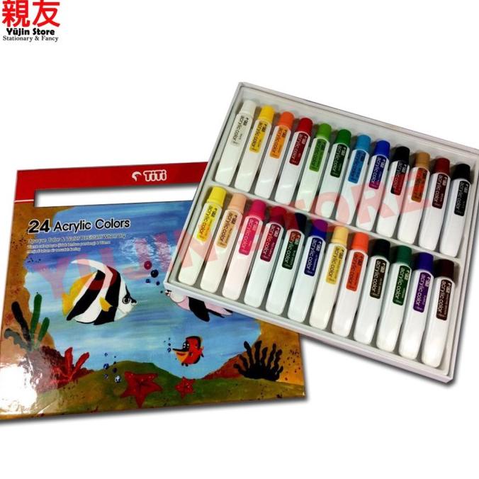 SET 24 WARNA CAT AKRILIK TITI ACRYLIC PAINT termurah