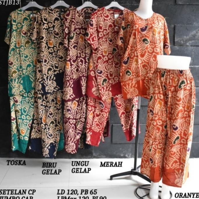 Setelan Baju Tidur Celana Panjang Jumbo Motif Batik Pekalongan