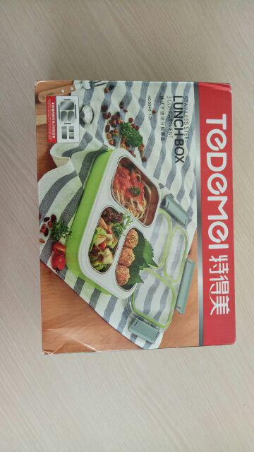 Kotak Bekal Lunchbox Stainless Anti Tumpah Tedemei 6540  Pink Green Blue