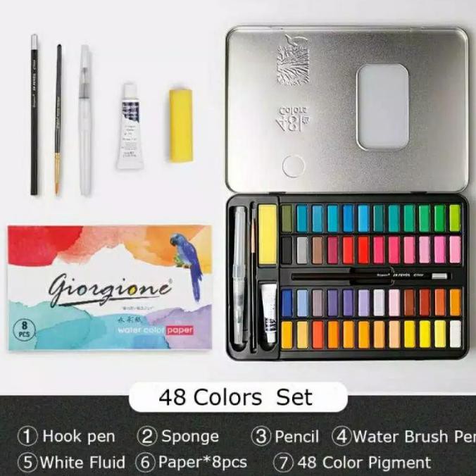 

Giorgione 48 colors solid watercolor box set - black