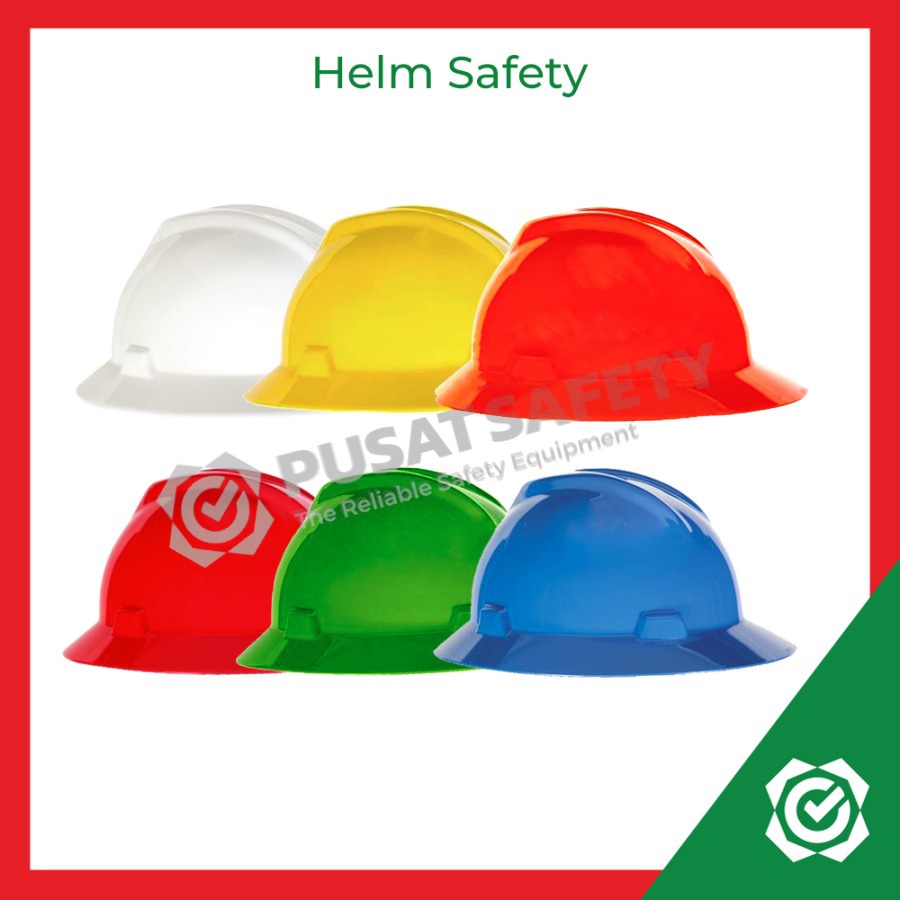 Helm Proyek Kerja Safety MSA V-Gard Lokal Fullbrim