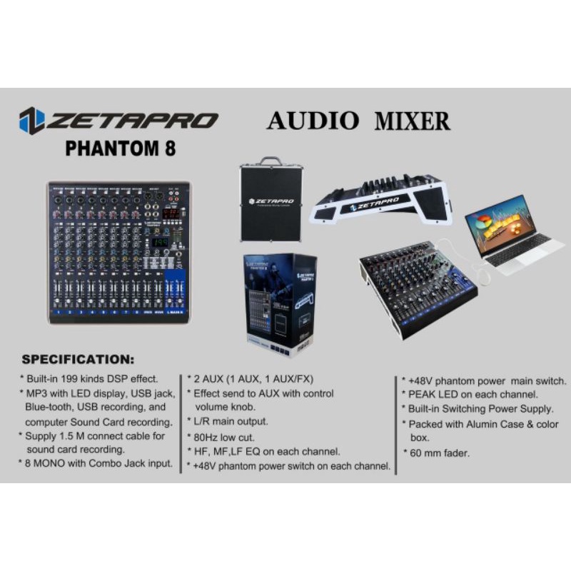 Audio Mixer Zetapro phantom 8 Phantom 6 Phantom 4 original resmi