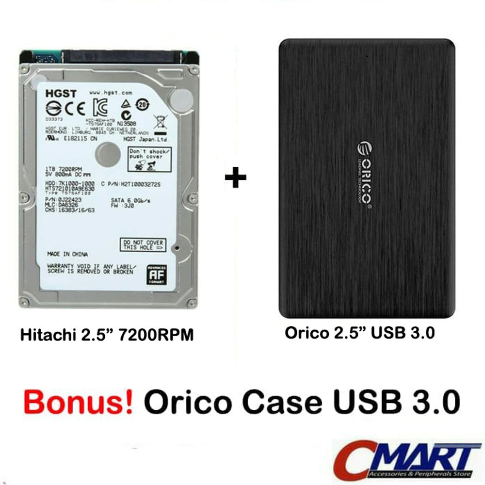 Hitachi HGST Laptop 1TB 7200RPM Notebook hardisk & Orico Case External