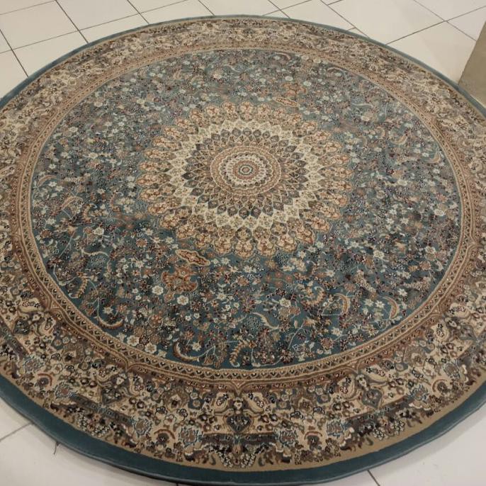 karpet permadani turki bulat size 150x150 warna biru langit |Karpet & Tikar