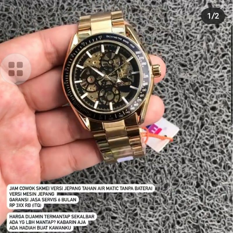 jam otomatis rantai original emas cowok
