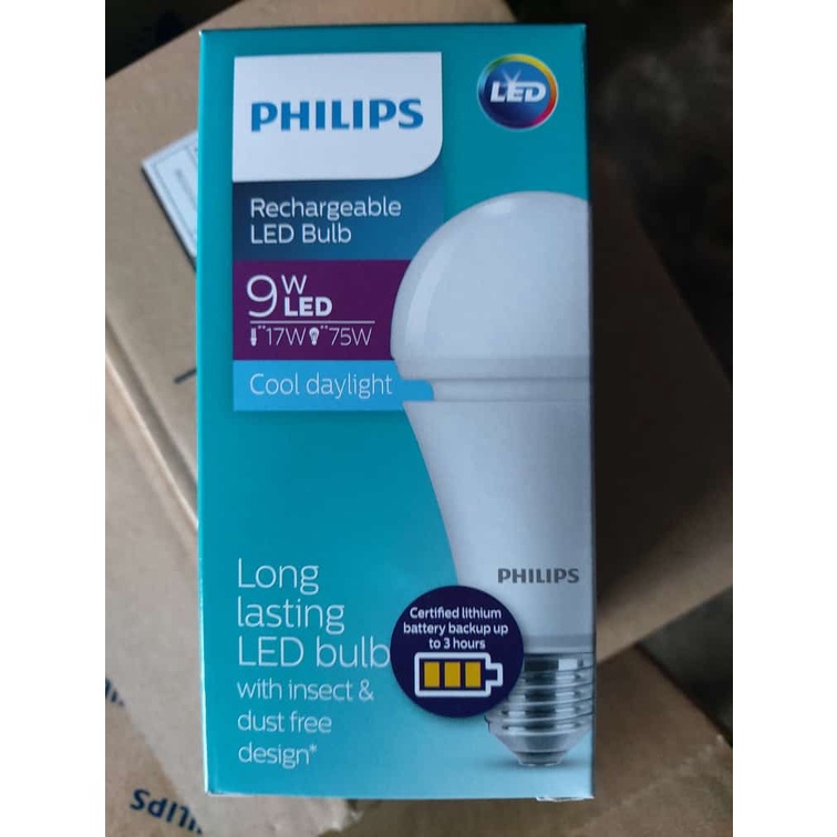 LAMPU LED EMERGENCY PHILIPS 9W 9 WATT RECHARGEABLE LED BULB LAMPU BOHLAM CAS AC DC BATERAI