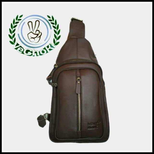 Tas Selempang Waist Bag Waistbag Pria Kulit Sapi Asli - Montblanc TK300385 IDR