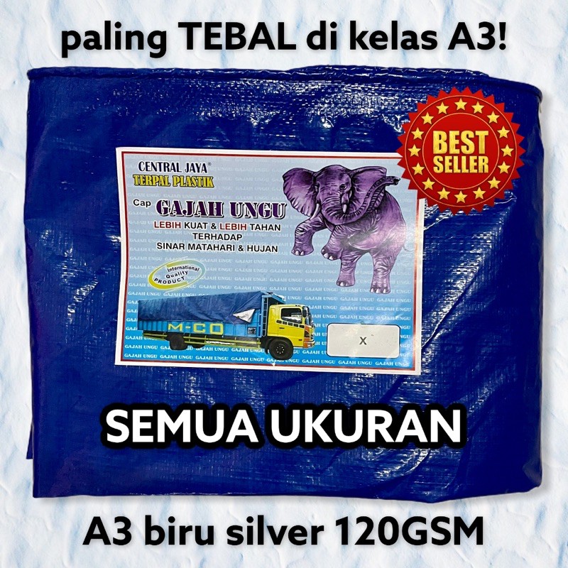 Terpal A3 (Per Meter) Biru Silver Cap Gajah Ungu Original 100% Termurah