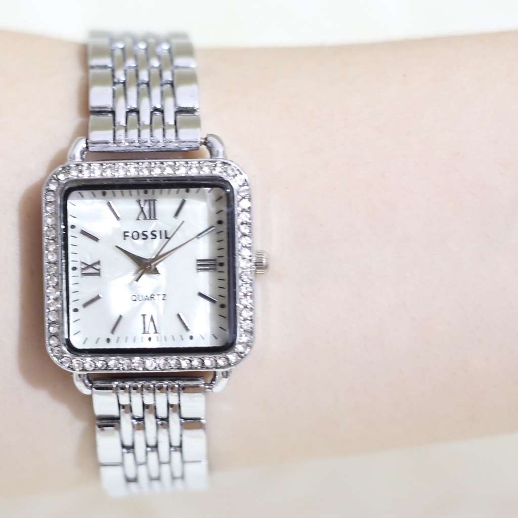 Jam tangan GUESS rantai wanita fashion cewek termurah grosir ecer stainless GR001-FS004 FULLSILVER