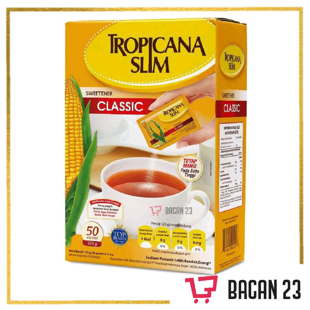 Tropicana Slim Classic ( 50 pcs ) / Gula Rendah Kalori / Gula Diet / Bacan 23 - Bacan23