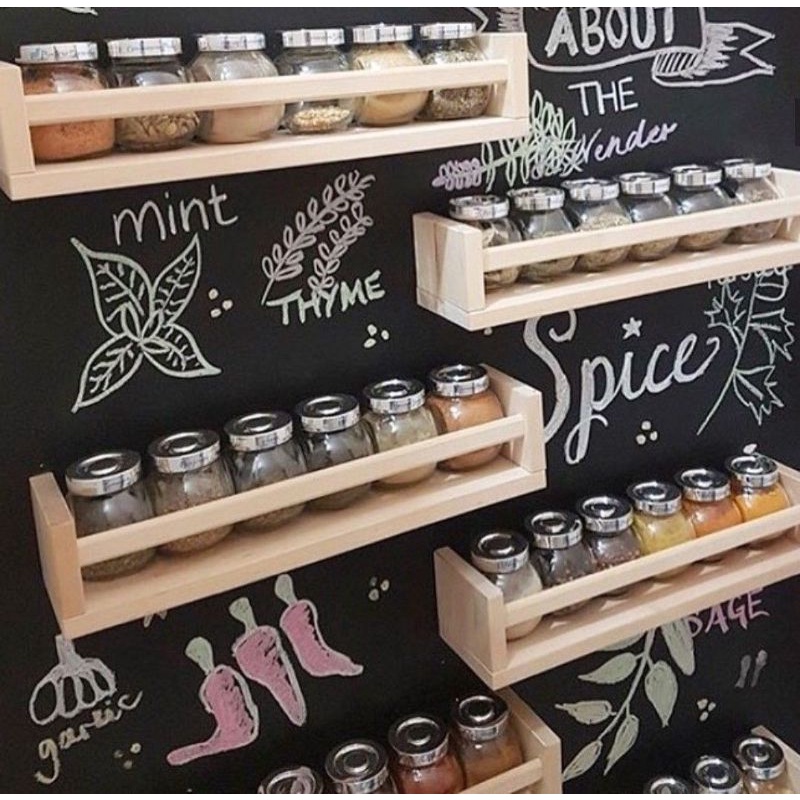 Rak Bumbu Kayu jati belanda / Rak gantung minimalis murah kayu jati belanda / Rak bumbu dapur jati b