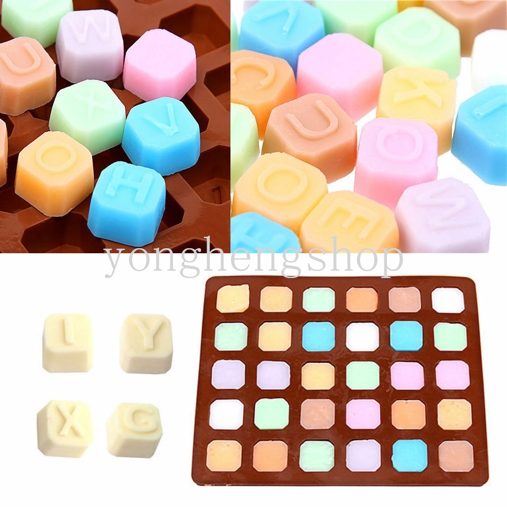 Cetakan Jelly / Cokelat / Kue / Sabun / Es Batu Handmade DIY Bentuk Huruf Besar 3d Bahan Silikon