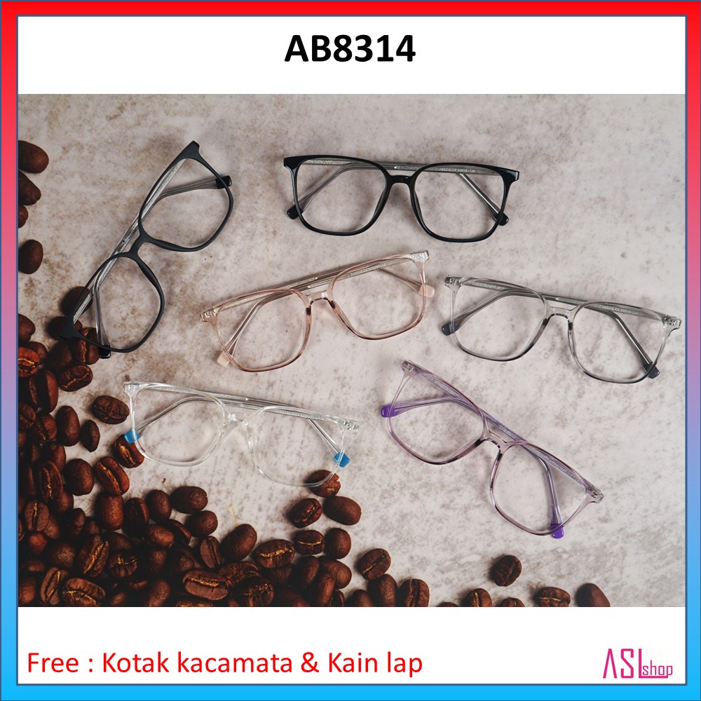 FRAME DAN KACAMATA MINUS (AB8314) RINGAN DAN LENTUR + LENSA BLUERAY / PHOTOCROMIC