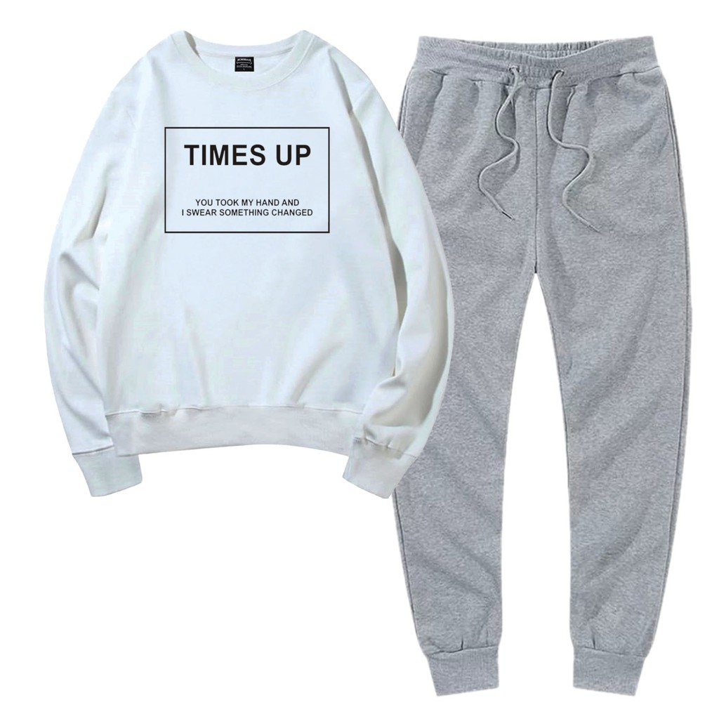 BESS - Baju Setelan Wanita Murah / Setelan Sweater + Jogger Abu - TIMES UP