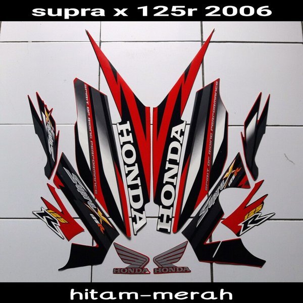 stiker motor supra x 125r 2006 hitam-merah