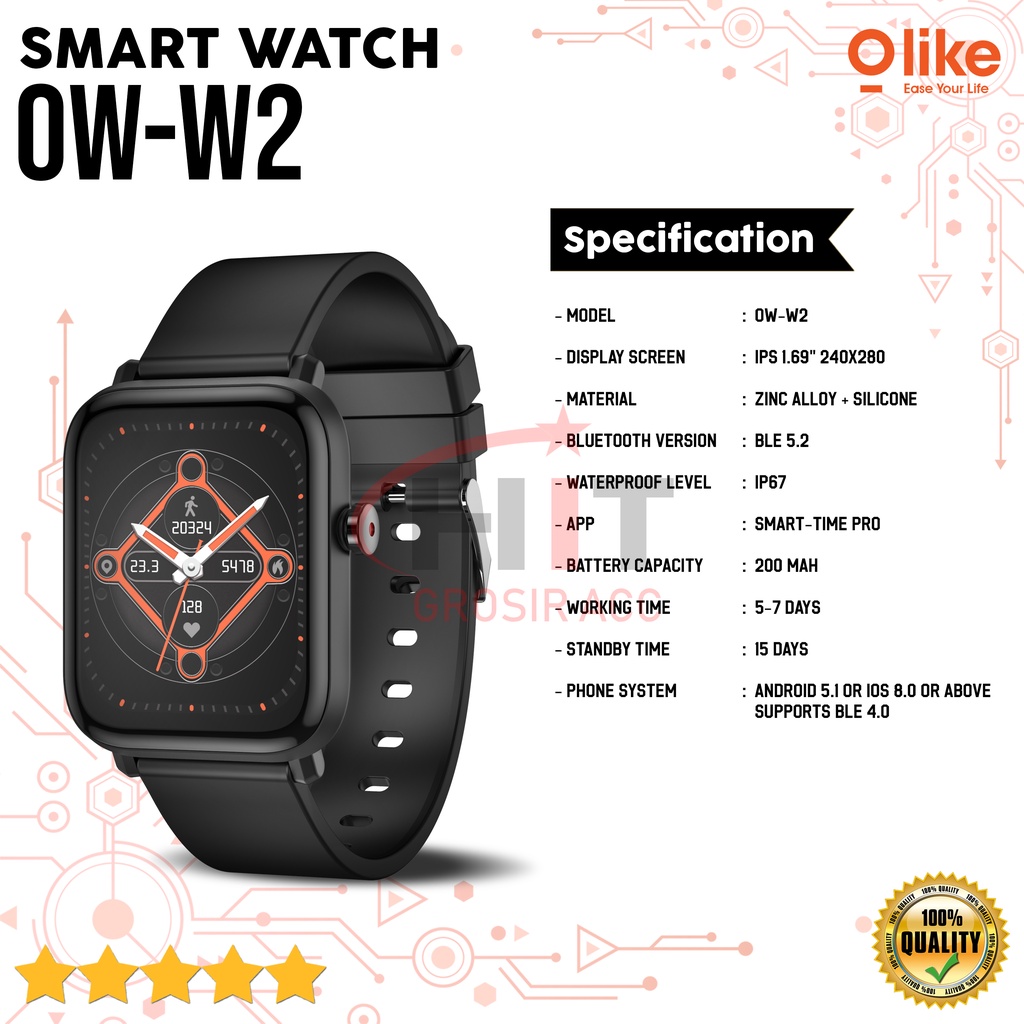 Olike OW-W2 Smartwatch Zeth W2 With Blood Pressure Monitor Smart Watch