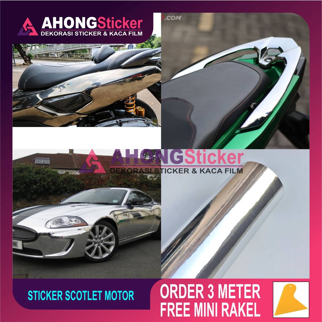 STIKER MOTOR CHROME / SKOTLET CHROME / SKOTLET KROM / STIKER SKOTLET CROM /SKOTLET MOTOR SEMUA WARNA