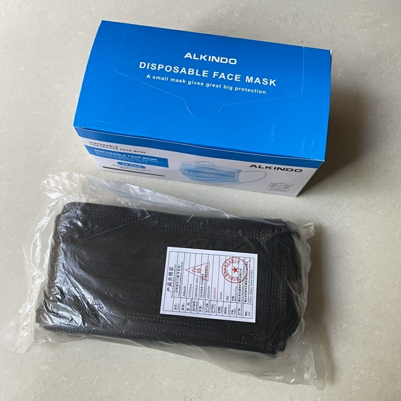 MASKER NON MEDIS EARLOOP/MASKER MURAH/MASKER HITAM MEREK ALKINDO EARLOOP