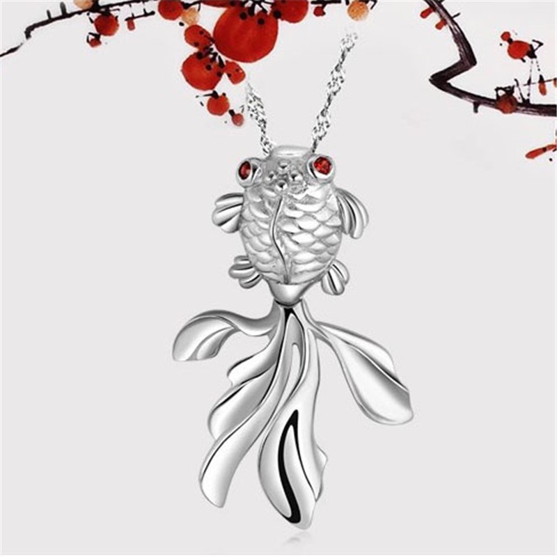 [Ready Stock]Fashion Silver Plated Fish Cute Pendant Necklace
