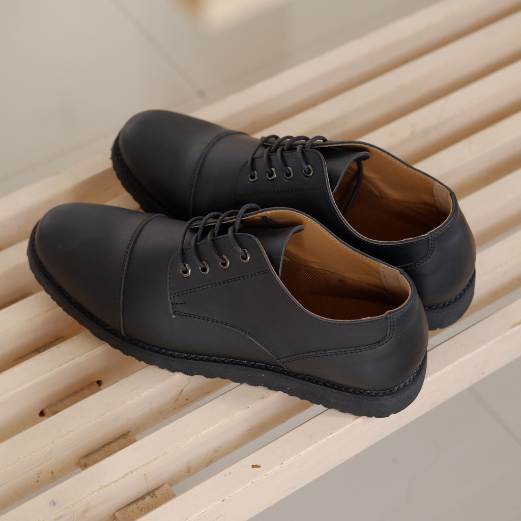 Elvaro Black | Sepatu Pantofel Hitam Pria Casual Kerja Cowok Kantor Pantofel Oxford |FORIND Oxwalker