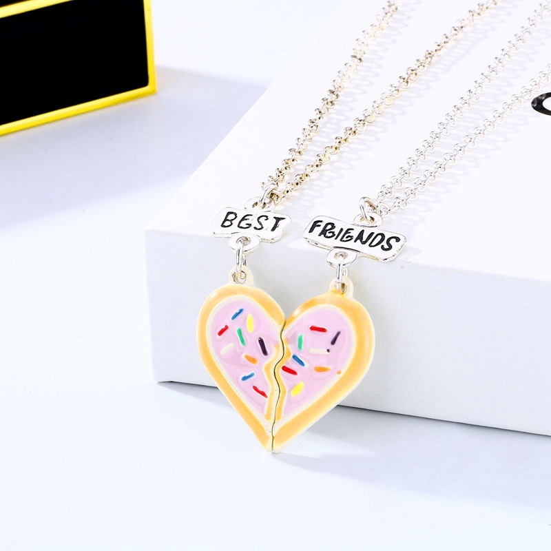 2pcs / Set Kalung Rantai Bentuk Hati Warna-Warni Untuk Pasangan