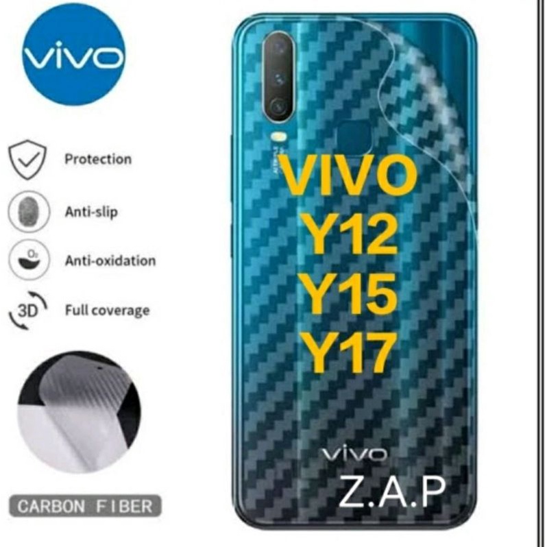 Skin Karbon/Anti Gores Belakang Hp Vivo Y12,Y15,Y17