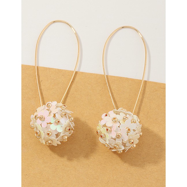 LRC Anting Tusuk Fashion Handmade Sequin Flower Alloy Geometric Earrings K27031