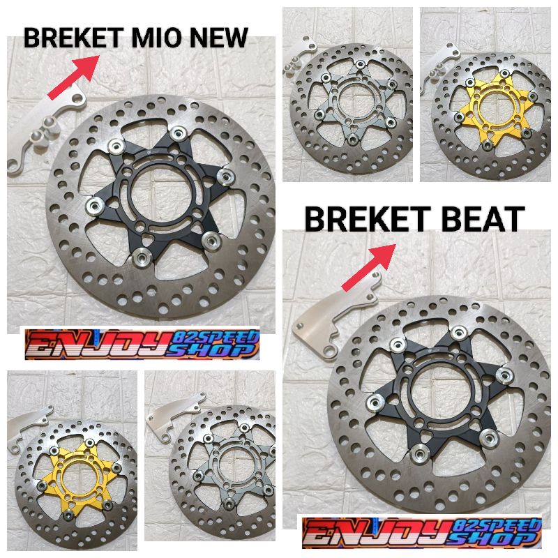 Disc piringan cakram variasi bulat ukuran 220 mm plus breket Mio new beat scopy vario lubang 4 kaliper standar model psm