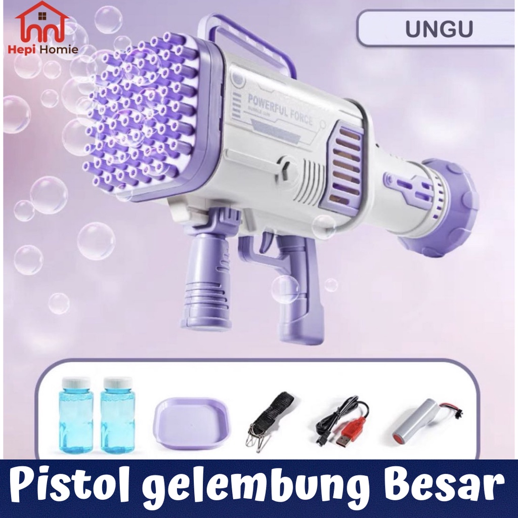 1 SET Mainan gelembung busa ukuran besar bubble gun machine jumbo 60 lubang mainan tembakan busa ana