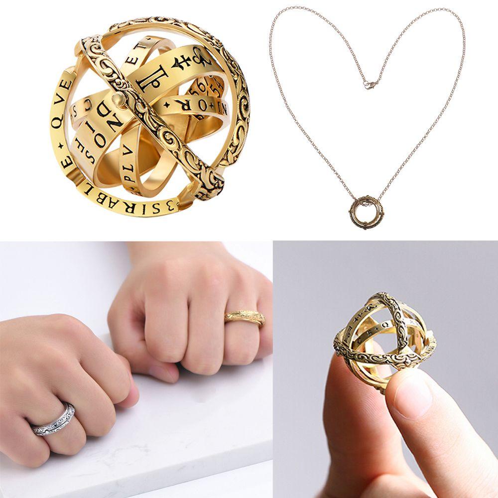 Lily Kalung Cincin Bola Astronomi Mode Cosmic Universe Rotating Clamshell