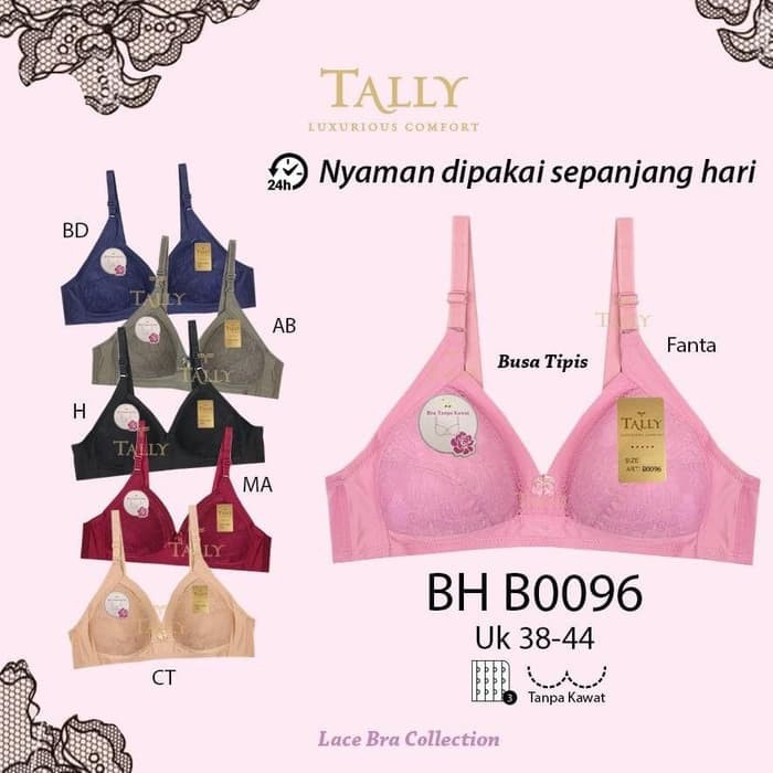 TALLY FANBASE BRA BH B0096 | TANPA KAWAT | CUP C | TANPA BUSA | 38 - 44