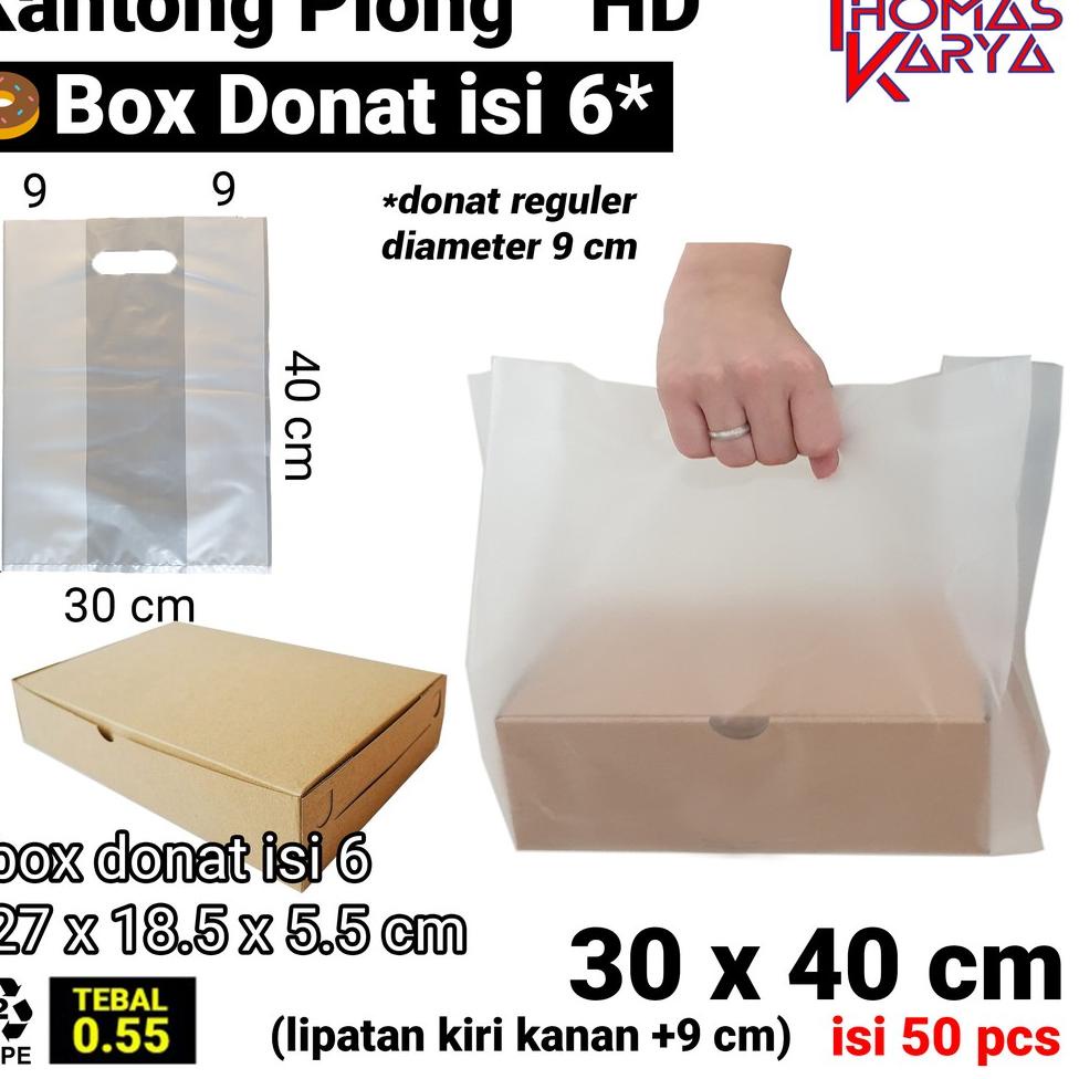 

[KODE LZNEY] 30x40 cm Kantong Plong HD Box (lipatan 9 cm) Plastik Box Donat Isi 6 | Plastik Boks Donat 1/2 Lusin