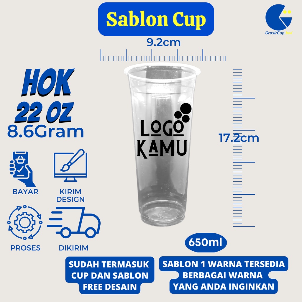 Jual Sablon Cup Sablon Cup Printing Cup Sablon Cup Custom 22 Oz Slim S Series 9 Gram Merk Hok 2340