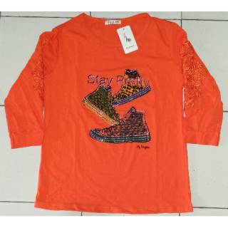  Baju  Kaos  wanita  atasan import premium  motif bordir 