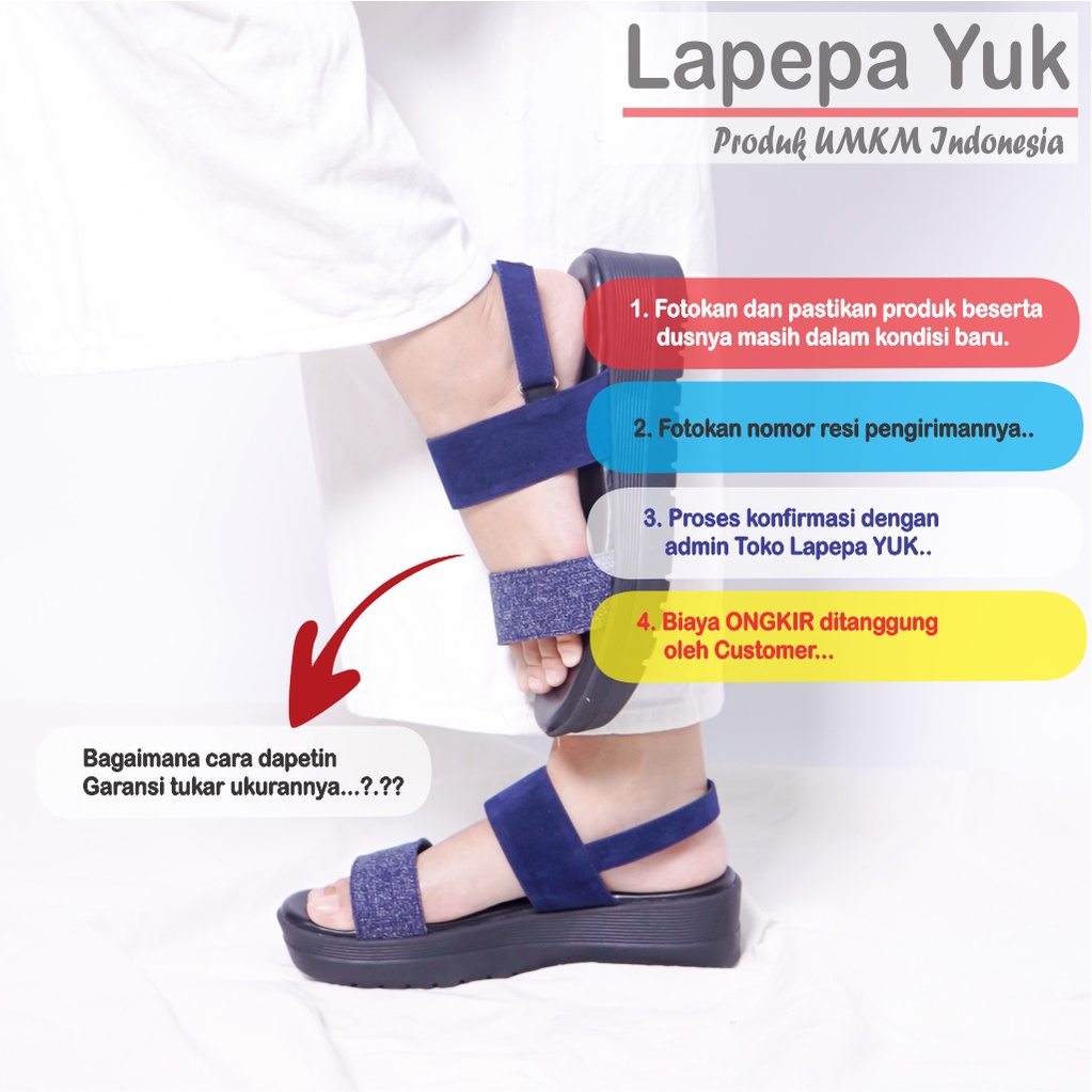 LAPEPA YUK -  Sepatu Sandal Wanita Wedges GHEA ALL COLOR Model Ban dua Tali Strap belakang Hak Tinggi Sole 4 cm Spatu Sendal Gunung Cewek  Size 36 37 38 39 40 Warna Hitam Black Cewe Kekinian Premium Terbaru Shoes Ori Original Mall Official Store Promo