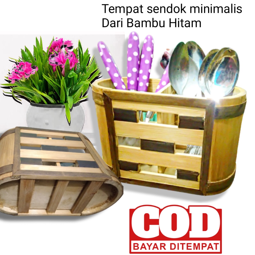 TermurahTempat menyimpan sendok dan garpuh dari bambu Wadah sendok dapur dari bambu unik