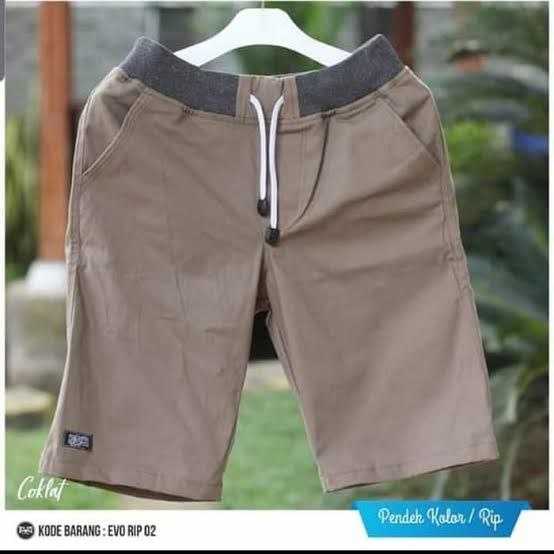 Celana Pendek Pria Cowok Dewasa Chino Rip Karet Pinggang Kolor Chinos Katun