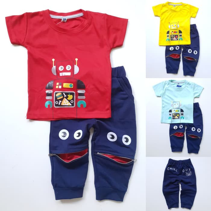 Baju Anak terbaru setelan Bayi Laki Cowok Kaos Robot