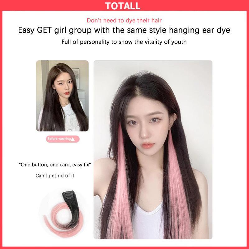 COD Rambut Panjang Lurus Warna Gradien Wanita One Piece Wig Sorot Ekstensi Rambut-Totall