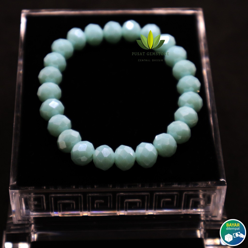 Gelang Batu Kristal Biru Tosca